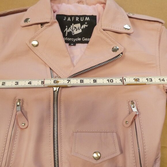 Jafrum Leather Motorcycle Jacket - Pink Ladies Size S - Picture 4 of 12